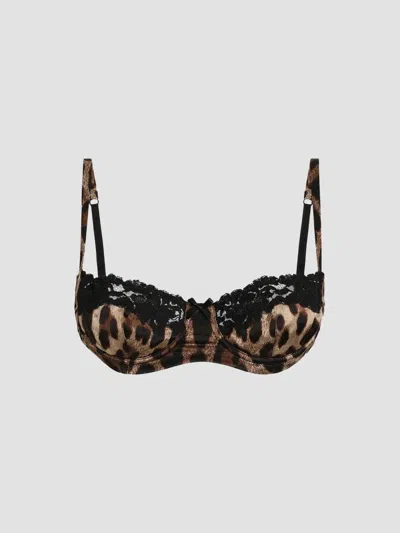 Dolce & Gabbana Women's Lace-trimmed Leopard Print Bra In Multi