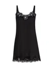 Dolce & Gabbana Silk Satin & Lace Slip Dress In Black