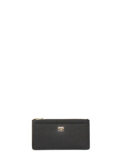 Dolce & Gabbana Women Large Black Dauphine Leather Card Case In Multi