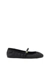 Dolce & Gabbana Black Ballerinas With Metallic Logo And Strap In Leather Woman In Black