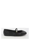 Dolce & Gabbana Black Ballerinas With Metallic Logo And Strap In Leather Woman In Black