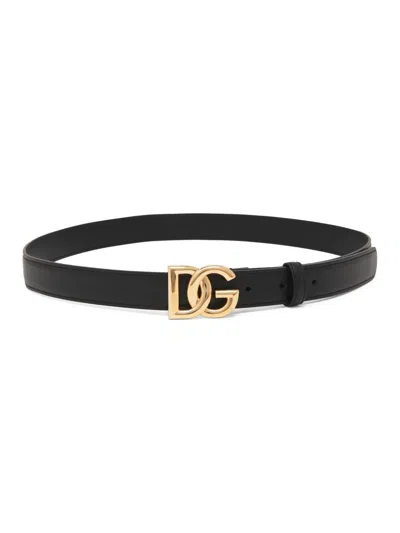 Dolce & Gabbana Women's Leather Logo Buckle Belt In Orange
