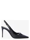 Dolce & Gabbana Leather Slingback With Metal Monogram In Black