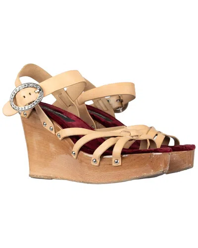 Dolce & Gabbana Women's Leather Strappy Wedge Sandal (authentic Pre-loved) In Brown