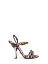 Dolce & Gabbana Women Leo Print Satin Rhinestone Embroidered Sandals In Multi