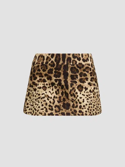 Dolce & Gabbana Women's Leopard Cotton-silk-blend Mini Skirt In Leo New