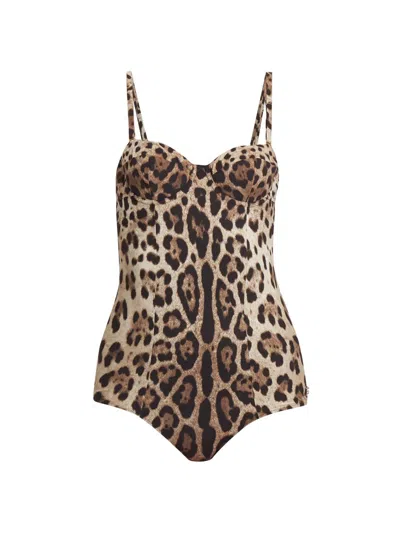 Dolce & Gabbana Women's Leopard One-piece Swimsuit In Animal Print
