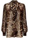 Dolce & Gabbana Pleated Long-sleeved Shirt In Brown