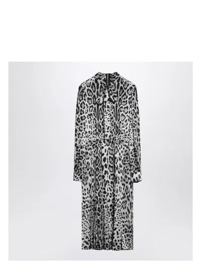 DOLCE & GABBANA WOMEN'S LEOPARD PRINT SILK LONGUETTE DRESS