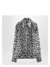 Dolce & Gabbana Animal Print Button Down Blouse In Black