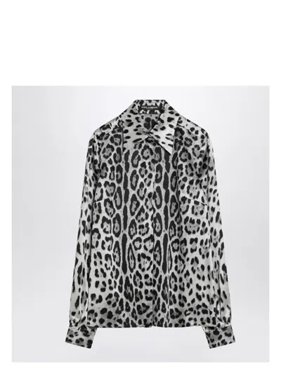 DOLCE & GABBANA WOMEN'S LEOPARD PRINT SILK SHIRT
