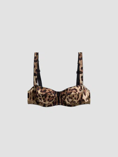 Dolce & Gabbana Women's Leopard-print Stretch-silk Demi Bra