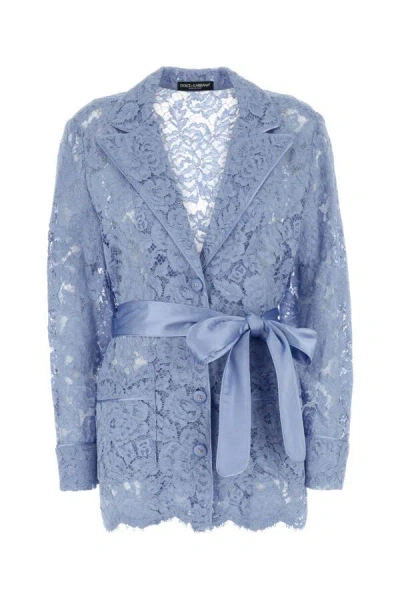 DOLCE & GABBANA DOLCE & GABBANA WOMEN LIGHT BLUE LACE PYJAMA SHIRT
