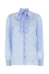 Dolce & Gabbana Silk Blend Shirt Featuring Bow Detail In Blue