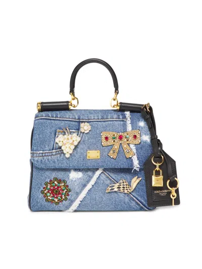 Dolce & Gabbana Women's Like A Virgin Embellished Denim Top Handle Bag In Multi