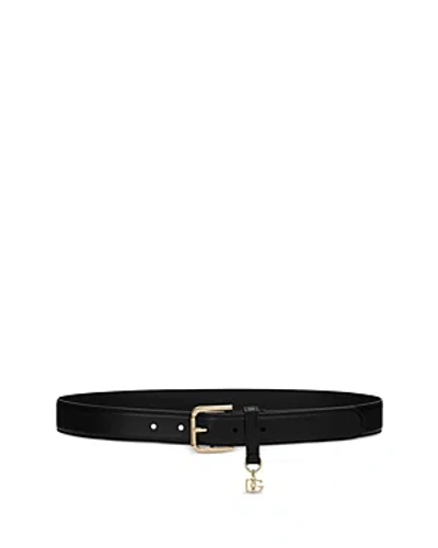 DOLCE & GABBANA WOMEN'S LOGO CHARM LEATHER BELT