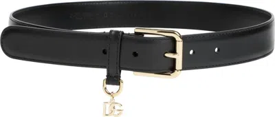DOLCE & GABBANA WOMEN'S LOGO CHARM LEATHER BELT