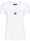 Dolce & Gabbana Logo-embroidered Cotton-blend T-shirt In White