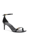 Dolce & Gabbana Leather Sandals Shiny Stiletto Heel In Black