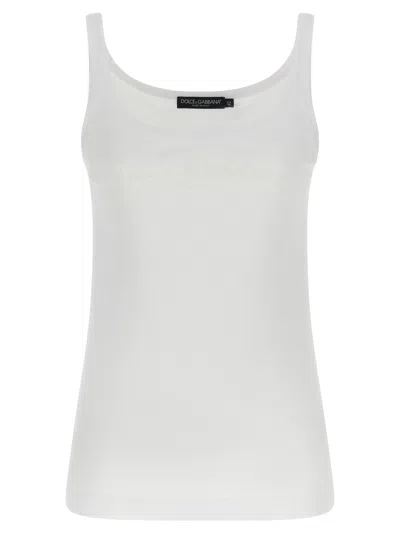 Dolce & Gabbana Women Logo Embroidery Tank Top In White