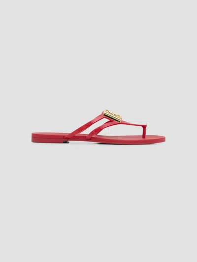 Dolce & Gabbana Dg Jelly Flat Thong Sandals In Red