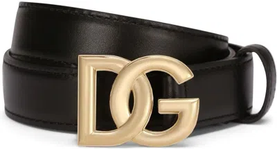 Dolce & Gabbana Women's Logo Leather Belt In Black