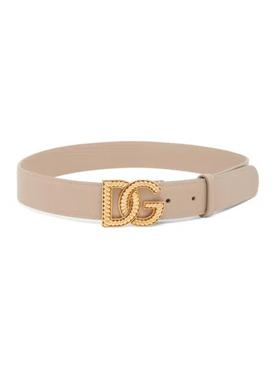 Dolce & Gabbana Women's Logo Leather Buckle Belt In Green