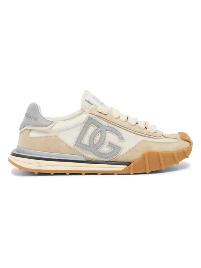 Dolce & Gabbana Nylon And Suede Sneakers With Dg Logo On The Side In Gray