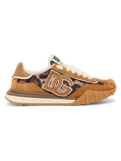 Dolce & Gabbana Women's Logo Low-top Sneakers In Brown