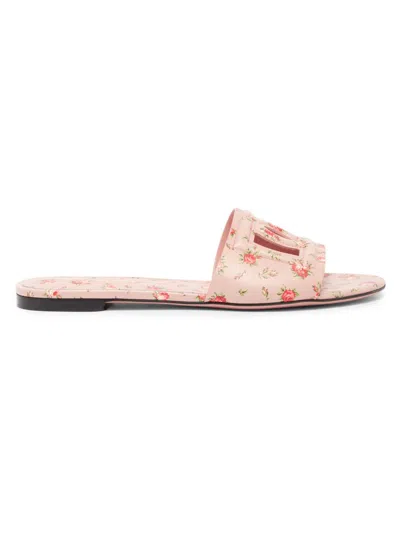 DOLCE & GABBANA WOMEN'S LOGO NAPPA LEATHER MULES