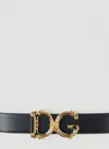 Dolce & Gabbana Baroque Logo Leather Belt In Black
