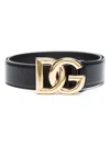 Dolce & Gabbana Dg Logo Buckle Leather Belt In Black