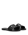 Dolce & Gabbana Black Flats With Cut-out Band And Dg Logo In Soft Rubber Woman In Black
