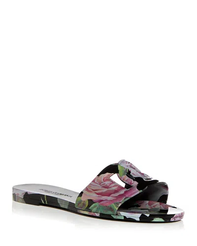 Dolce & Gabbana Women's Logo Pool Slide Sandals In Rose Red/negro