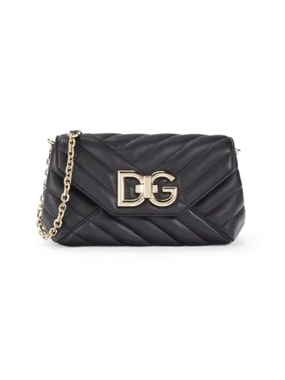 Dolce & Gabbana Women's Logo Quilted Leather Crossbody Bag In Black