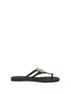 Dolce & Gabbana Women Black Thong Sandals With Logo Plaque On The Front In Rubber Woman In Black