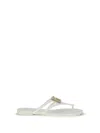 Dolce & Gabbana Women White Thong Sandals With Logo Plaque On The Front In Rubber Woman In White