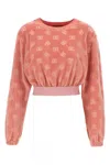 Dolce & Gabbana Short Chenille Jacquard Sweatshirt With Jacquard Dg Logo In Pink