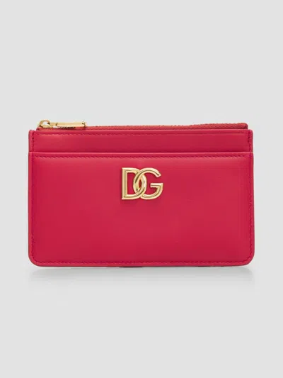 Dolce & Gabbana Women's Logo Zip Cardholder In Rosso