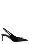 Dolce & Gabbana Lollo 90 Slingback Pumps In Polished Calfskin In Black