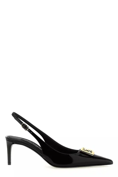 Dolce & Gabbana 60mm Logo-plaque Slingback Pumps In Black