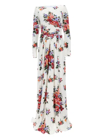 Dolce & Gabbana Women Long Dress With Floral Print In White