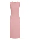 Dolce & Gabbana Wool Crepe Sheath Longuette Dress In Rosapscuro