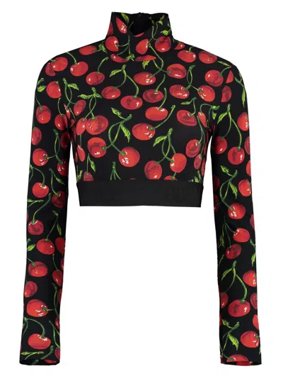 DOLCE & GABBANA WOMEN'S LONG SLEEVE CROP TOP | SIZE 42 | F8R52TFSG54 COLOR HN4IY