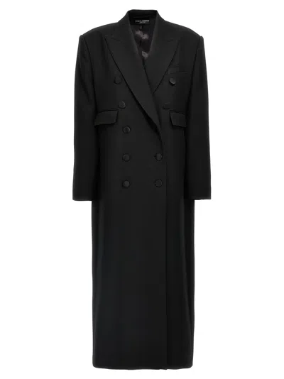 Dolce & Gabbana Long Tuxedo Coat Coats And Trench Coats Black In Schwarz