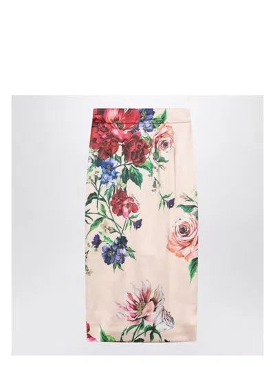 DOLCE & GABBANA WOMEN'S LONGUETTE SKIRT WITH FLORAL PRINT | SIZE 40 | F4BCATFSIB5