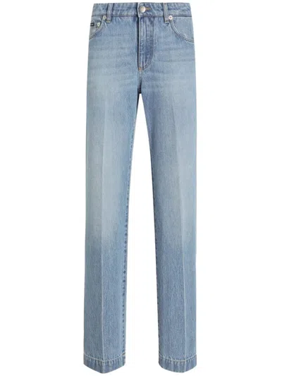 DOLCE & GABBANA DOLCE & GABBANA WOMEN LOOSE DENIM JEANS WITH PRESSED PLEAT