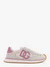 Dolce & Gabbana White Low Top With Lace Details And Dg Patch On The Side In Fabric And Suede Blend Woman In Multi