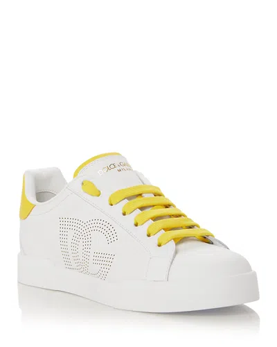 Dolce & Gabbana Portofino Leather Low-top Trainers In White