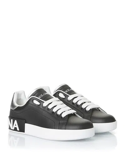 Dolce & Gabbana Women's Low-top Sneakers In Black/silver